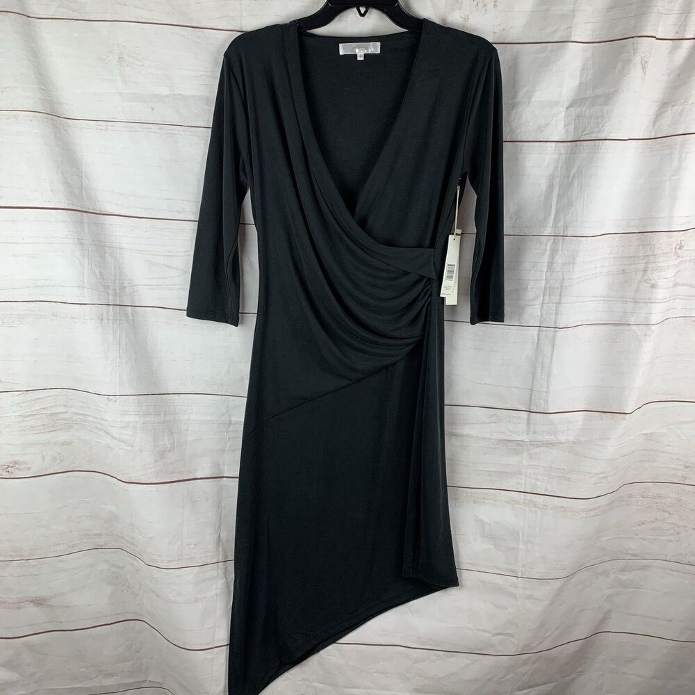 Gottex Studio Dress Activewear Sports Jersey Stretch 3/4 Sleeved Draped Comfort